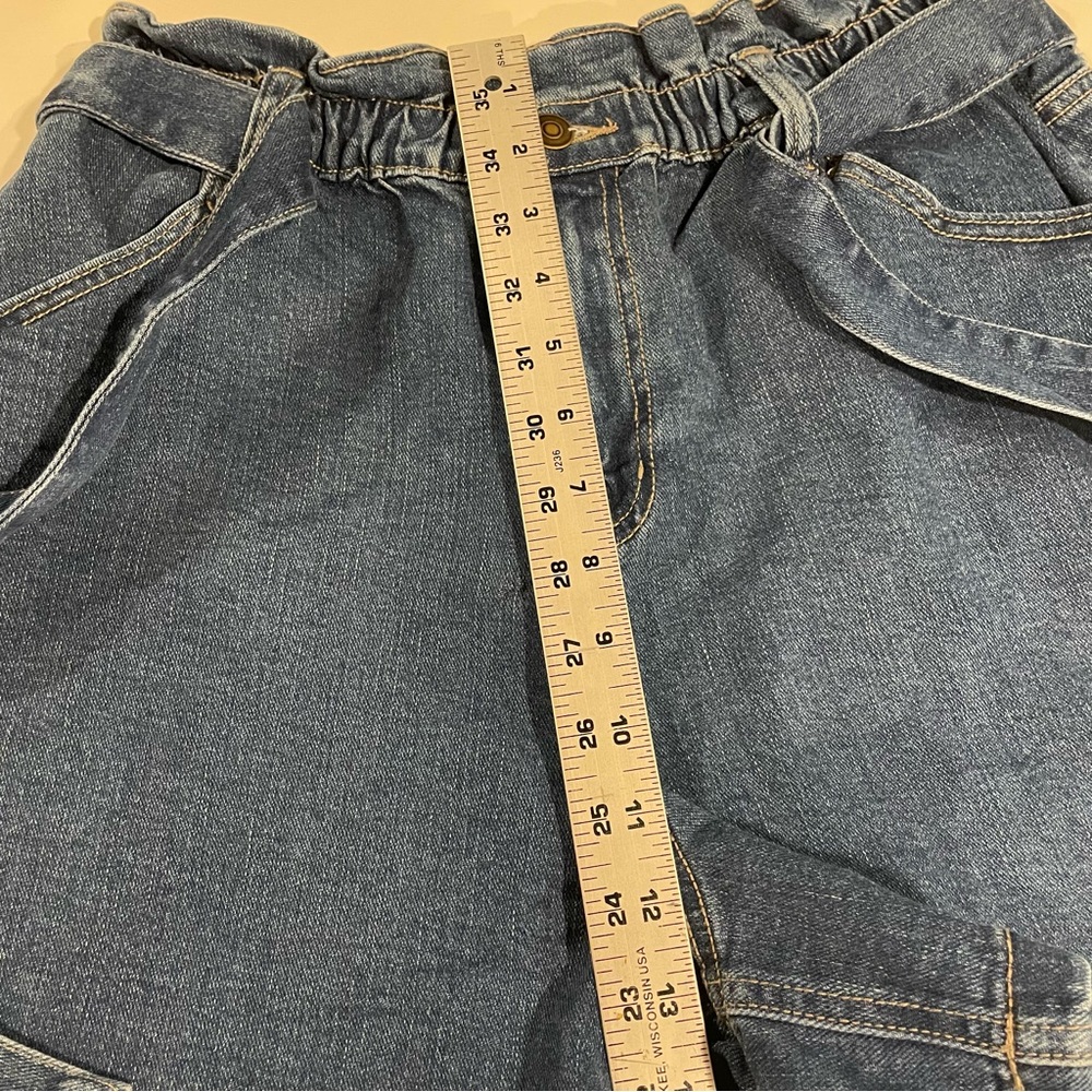 Time & Tru Paper Bag Denim Shorts Self Tie Women 12 High Rise Blue Boho Cottage - Picture 8 of 10